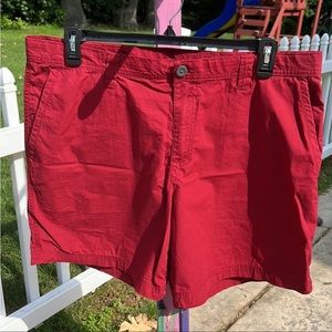 Men’s Columbia Washed Out Chino Style Flat Front Shorts Waist Size 38 Brick Red